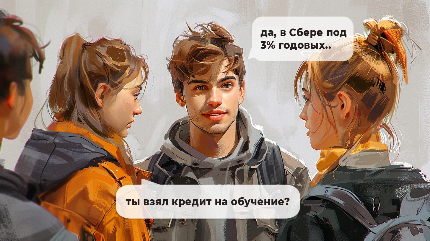 Студент рекламирует кредит на обучение в известном банке